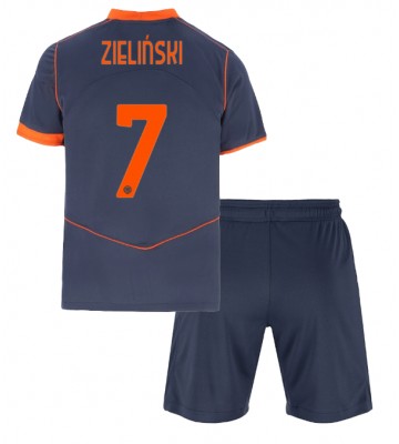 Inter Milan Piotr Zielinski #7 Tredjetrøje Børn 2025-26 Kortærmet (+ Korte bukser)